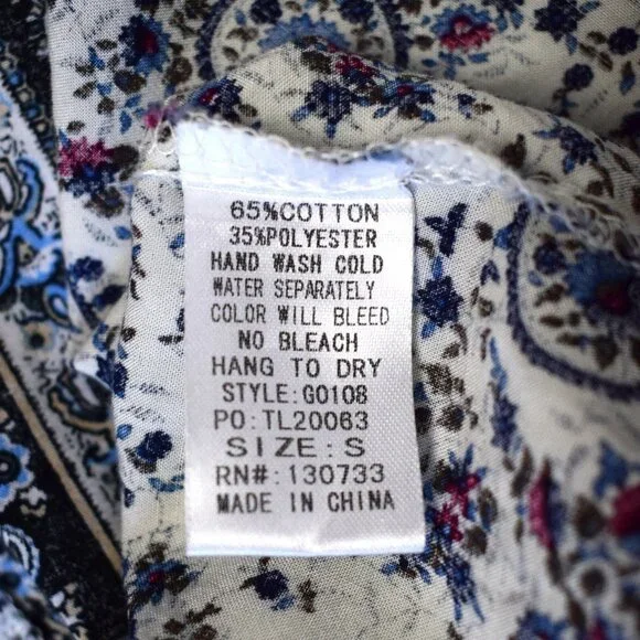 Umgee Floral Paisley Flare Sleeve Boho Tunic Small - Picture 14 of 15